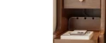 Narrow Solid Walnut Wood Nightstand with 3 Drawers – close-up detail