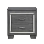 Modern Nightstand with 2 Drawers, Gray Finish, Faux Crystal Bar Pulls, and LED Lighting – styled in a modern Nightstands