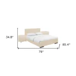 Goldoma white upholstered platform bed queen with storage nightstands and plush headboard in a modern bedroom