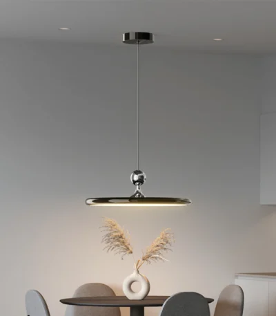 15.7" Modern Dimmable LED Pendant Light, Adjustable Height Mini Hanging Lamp with Remote for Kitchen Island, Dining Room