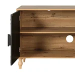 HMS 68 Carved Floral Sideboard with Four Doors Distressed Natural and Black Finish - Image 6