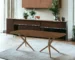 Rustic brown walnut dining table with spacious rectangular top