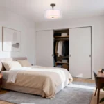 US Instock Indoor Decor Semi Ceiling Lamp 3 Lamp Bulbs Fabric Dining Pendant Light Modern Ceiling Light for Living Room