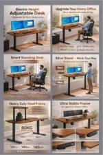 Electric Standing Desk 48x24 Inch Height Adjustable Sit Stand Desk Home Office Computer Desk with Alloy Steel Frame – top