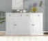 Elegant dining room sideboard with wood finish and ample storage in a modern living room