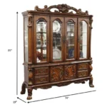 HMS Cherry Oak Wood Poly Resin Glass Hutch Buffet 19" X 74" X 89" Elegant Display & China Cabinets - Image 4