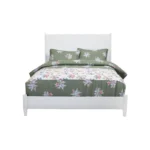 White carved solid wood California king bed frame with geometric design from Goldoma