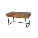 HMS 47" Solid Wood Writing Desk in Natural and Black with Three Drawers-for Office Use – side view