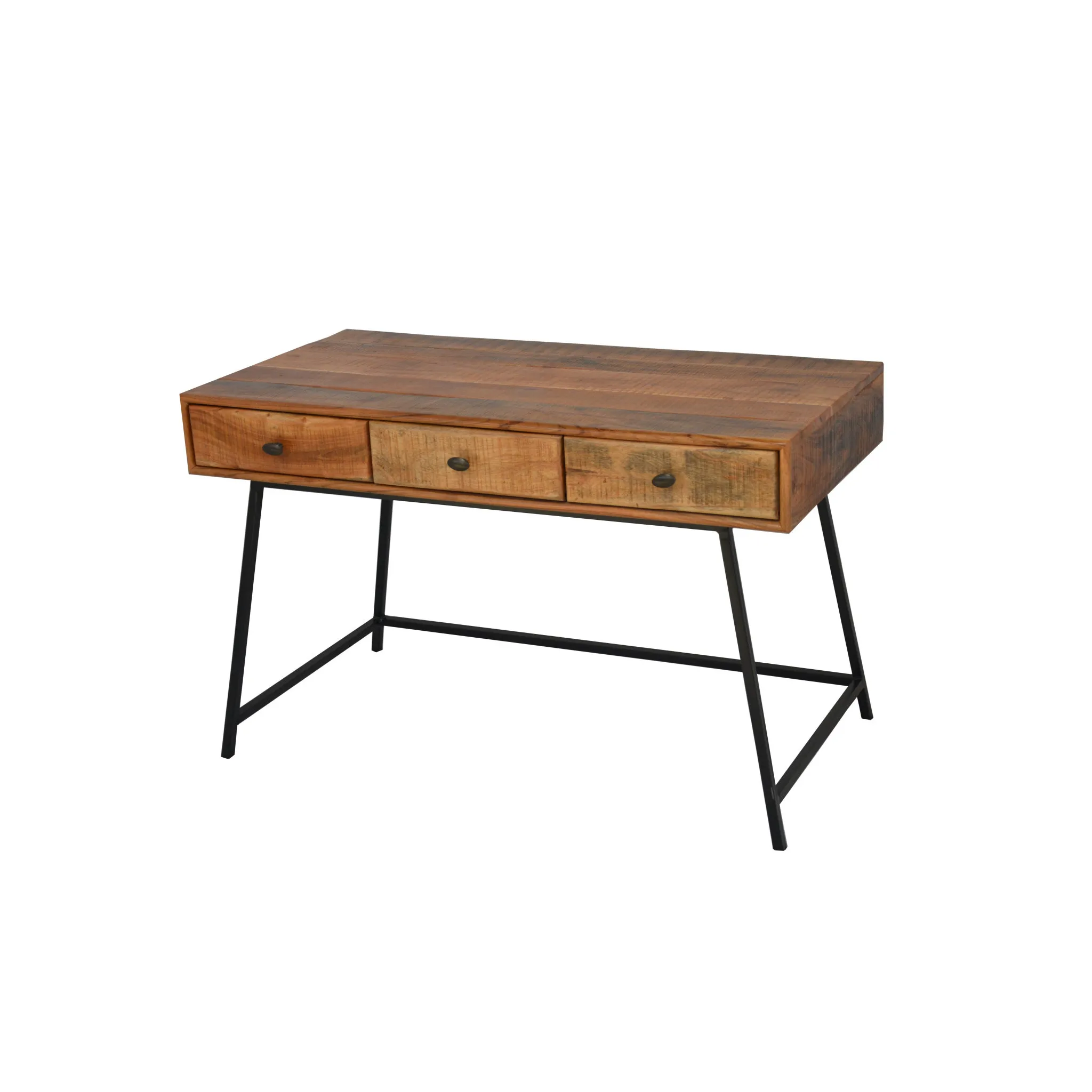 HMS 47" Solid Wood Writing Desk in Natural and Black with Three Drawers-for Office Use