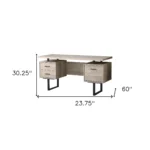 HMS 24" Brown and Black Office Desk with Three Drawers – top view
