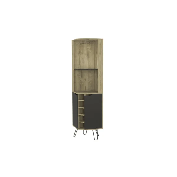 HMS 18" Brown and Black Bar Cabinet with Eleven Shelves Corner Cabinet Design