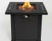 28-inch propane fire pit table with black steel square design on patio
