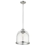 HMS Stanton 1-Light Polished Nickel Pendant Elegant Chandelier & Pendant Light – styled in a modern Living setting