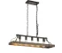 34-inch black gold vintage pendant light with five E26 bulb sockets against a dark wall.