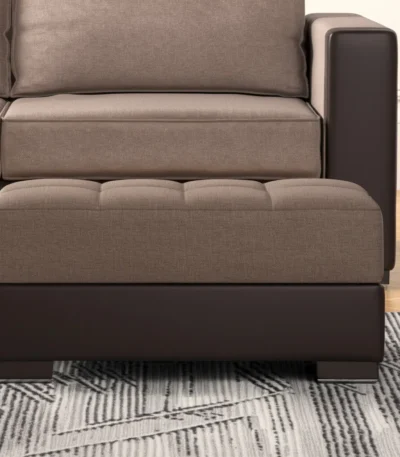 Goldoma 52-inch brown chenille and faux leather tufted storage ottoman in living room