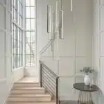 Modern Dimmable 6-Light LED Chandelier, Black Rectangle Pendant Light with Remote for High Ceiling, Staircase, Foyer,