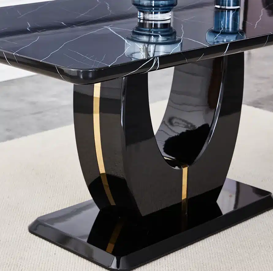Luxury Stone Dining Table with Metal Legs – Seats 6