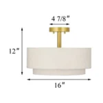US Free Shipping Semi Flush 2 Tier Fabric E26 Indoor Decorative Modern Nordic Design Pendant Light Ceiling Lamp for Living