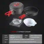 Alocs Outdoor Folding Camping Pot Cookware Mess Kit Pot Water Kettle Frying Pan Bowl Cooking Set Backpacking Picnic Hiking