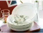 Bone China Plate Set for Household, Ceramic Dinner, Vegetable Dishes, Round Deep Plate, European Pastoral Tableware, 8 inch