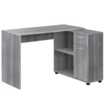 HMS 34" Modern White L-Shape Computer Desk with Two Drawers Solid Wood Office Desk Space-Saving Laptop Table for Bedroom