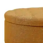 Goldoma Round Tufted Storage Ottoman with Nailhead Trim, Beige Fabric – base detail