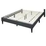 Goldoma Queen Size Bed Frame with Diamond Tufted Charcoal Burlap Headboard – base detail