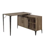 HMS 48" Convertible L-Shape Writing Desk Ergonomic Office Desk with Drawer Extendable Wooden Metal for Home Office Brown