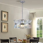 US Stock Free Shipping Modern Crystal Dining Room 16" Round Chandeliers Adjustable Height Hanging Pendant Light Fixtures