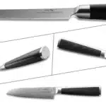 Most Popular VG10 Damascus Steel 5 Pieces Chief Kitchen Knife Set with Micarta Handle – close-up detail