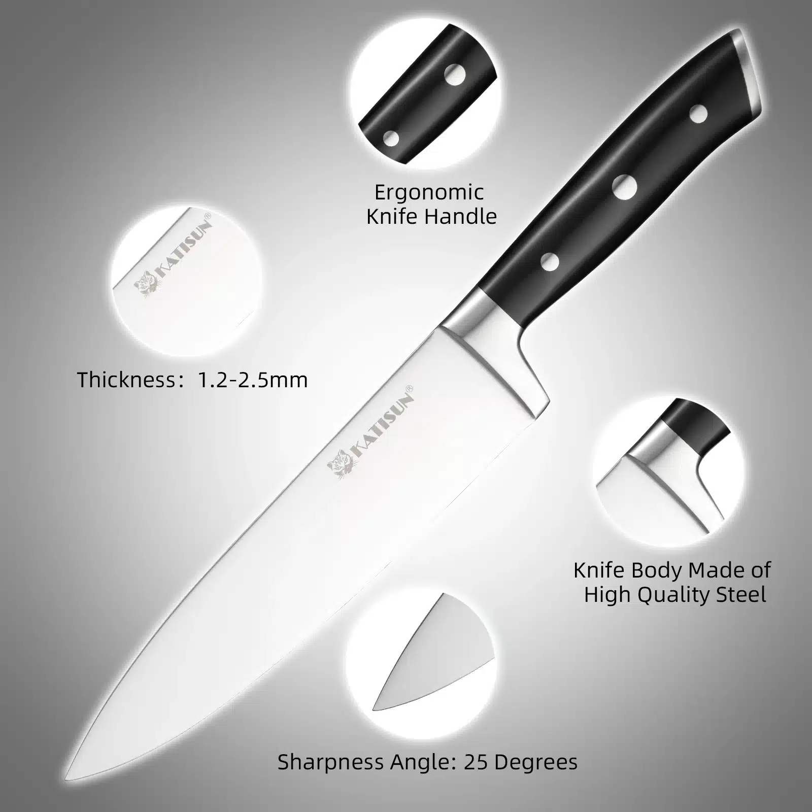 15 Pieces High Carbon Steel Kitchen Knife Set with Real Wooden Stand, Inner Sharpener, and Kitchen Scissors