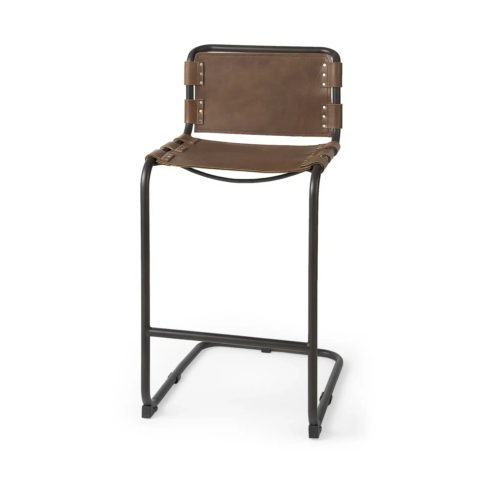HMS 35 Modern Luxury Bar Stool Brown Black Leather with Metal Rotating Feature Solid Wood PU Material for Home Bar Kitchen
