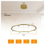 USA Stock ComiLED Gold/White/Black Ring LED Chandelier Modern Aluminum Round Pendant Light for Living Room & Bedroom