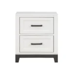 White nightstand with drawers – minimalist wooden bedside table with two storage drawers
