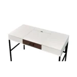 HMS Luxury Modern 42" Melamine Wood Computer Table White and Black Writing Desk for Office or Bedroom Use – top view