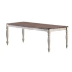 Antique White Oval Dining Table with 2 Leaves – Rubberwood & Oak Veneer – in a cozy room setting