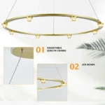 USA Stock ComiLED Gold/White/Black Ring LED Chandelier Modern Aluminum Round Pendant Light for Living Room & Bedroom
