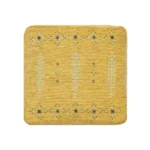 Goldoma 18" Yellow Abstract Pouf Ottoman – Square Foot Stool & Accent Seat – close-up detail