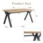 63" x 35.4" Wood-Textured MDF Dining Table with Black A-Frame Legs – side view