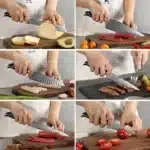 9 Pieces Luxury Set Wood Knife Holder Scissors Kitchen Knife Set for Cutting Food – top view