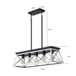 Side profile of the Goldoma 32-inch 5-light chandelier, showing the layered rings and black metal finish against a
