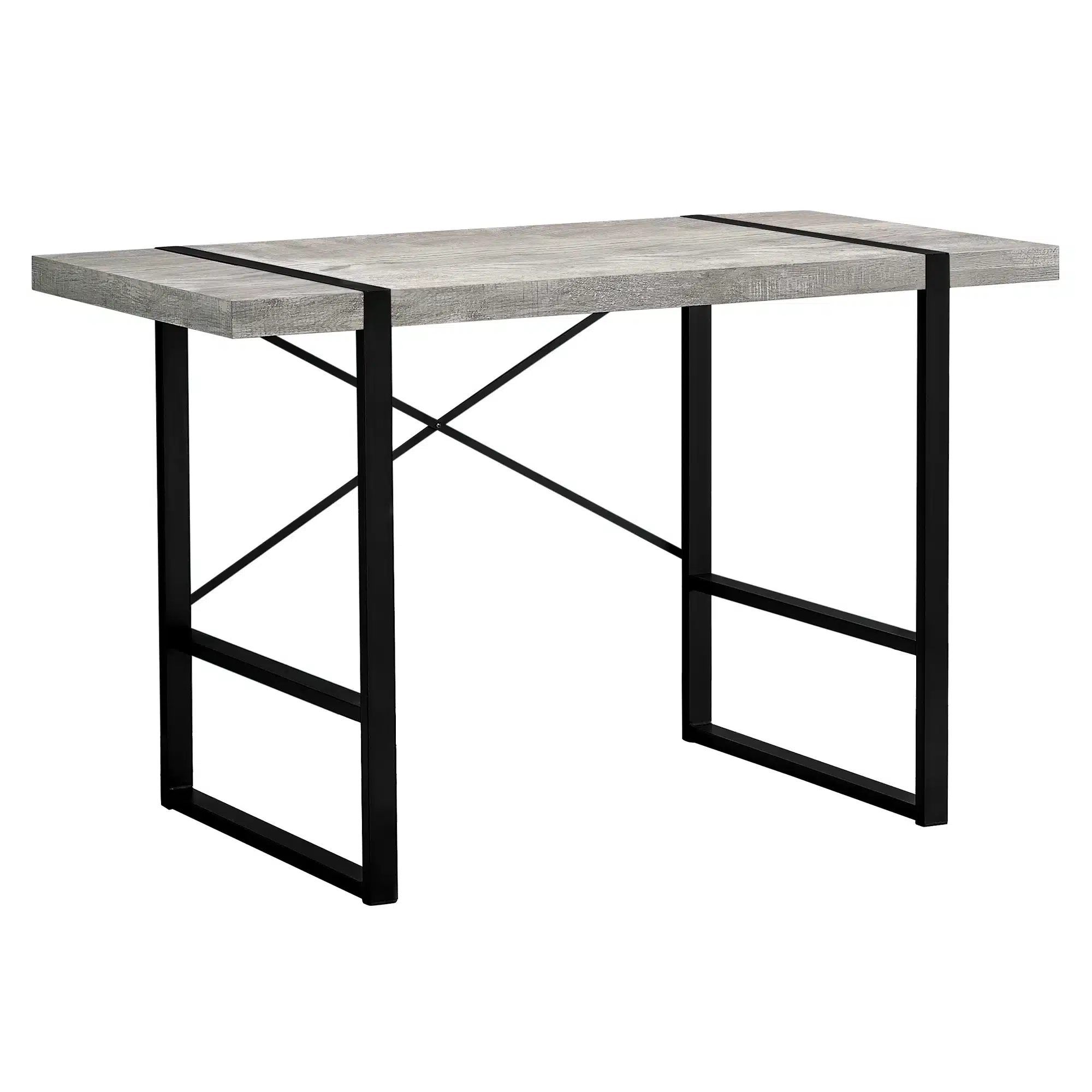 HMS 24" Gray and Black Solid Wood Computer Desk Assembled Computer Table