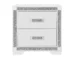 White glitter nightstand with two drawers and sparkling trim in a bedroom setting
