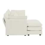 Goldoma two-seater chenille sectional sofa with ottoman in white fabric