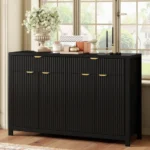 Sideboard Buffet Cabinet with 2 Drawers & 4 Doors Adjustable Shelves -Pattern Design for Dining Room Living Room - Image 14