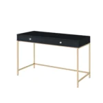 HMS 47" Black and Gold Computer Desk with Two Drawers Elegant Writing Desk