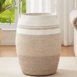 OIAHOMY Laundry Hamper Woven Cotton Rope Large Clothes Hamper 25.6" Height Tall Laundry Basket – base detail