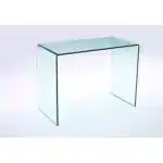 HMS 43" Clear Glass Computer Desk with Adjustable Folding Drawer Features Office Desk Laptop Table Made of Plastic Metal