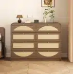 Natural Finish 8-Drawer Solid Oak Dresser – angled view