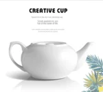 Ceramic Kettle European Style Simple White Coffee Pot Water 700-1000ml Teapot Hotel Water Ware Home Bar Decoration Drinkware